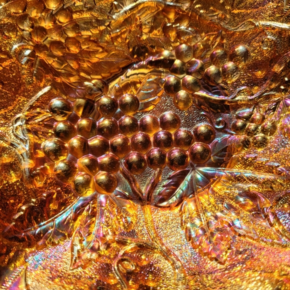 Frosted Amber Carnival Glass Depression Glass - Picture 5 of 8